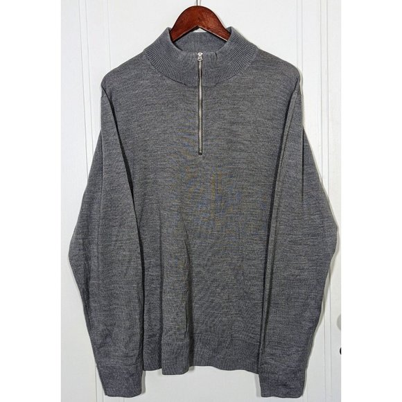 J. Crew Merino Wool Blend 1/4 Zip Pullover Sweater Mens Size XL Gray - Picture 1 of 4